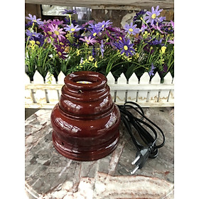 Mua Chân đế đèn gỗ hìn tròn xoay cho quả cầu đá phong thủy đường kính nhỏ - Cao 12cm
