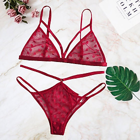 Set đổ lót lưới chấm bi màu đỏ free size dưới 55kg