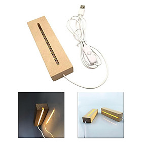 LED Lights Display Base Wooden Lighted Base Stand Rectangular  Slot Lamp Night Light Base Holder for DIY Crystal Glass Art Acrylic Board
