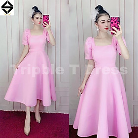 Đầm xòe dự tiệc cổ vuông tay ngắn phồng TRIPBLE T DRESS - size S/M/L/XL - MS211V