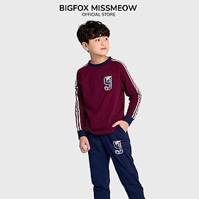 Bộ thu đông bé trai Bigfox Miss Meow size đại, bộ dài tay cho bé chất cotton dày dặn in số 9 size trẻ em 3,4,5…11 tuổi