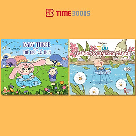 Combo 2 quyển tô màu Baby Three trong thế giới cổ tích + Tí Đù - Thế giới to bự trong mắt tớ!