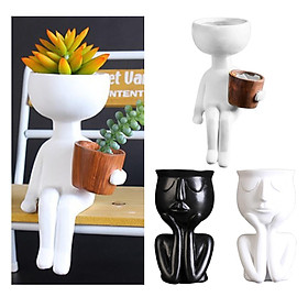3Pcs Human Sculpture Flower Vase Indoor Succulent Planter Bonsai Pot White