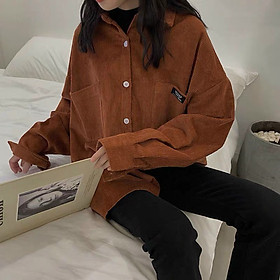 Áo khoác sơ mi nhung thêu logo thời trang, Áo Khoác Nữ Nhung Gân Thời Trang Cao Cấp Siêu Xinh Mẫu, Áo Khoác Nữ Nhung Gân Quảng Châu Cánh Dơi