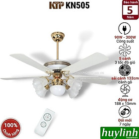 Mua Quạt trần cánh gỗ đèn chùm Kim Thuận Phong KTP KN505 - 5 cánh - Hàng chính hãng