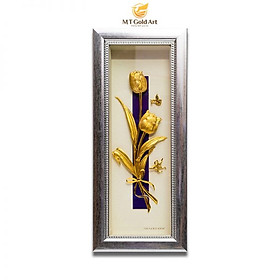 Tranh hoa ly dát vàng (14×34 cm) MT Gold Art- Hàng chính hãng, trang trí nhà cửa, phòng làm việc, quà tặng sếp, đối tác, khách hàng, tân gia, khai trương