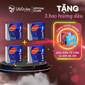 Bộ 4 Hộp Bao Cao Su LifeStyles Love Time Cao Cấp Kéo Dài Thời Gian Hộp 3 bao