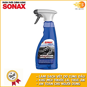 Chai xịt khử mùi và làm sạch nội thất xe Interior Cleaner Xtreme Sonax 221241 500ml - Tẩy sạch vết bẩn cứng đầu,, tác dụng nhanh chóng và hiệu quả