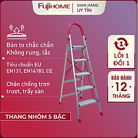 Mua Thang ghế nhôm tay vịn chữ A bản to 5 bậc 1 65m xếp gọn Nhật Bản Fujihome chống trượt  Ghế thang gia đình chữ A đa năng rút gọn thắp hương 1m6 mét step stool ladder