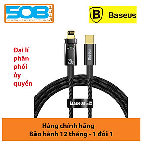 Cáp sạc nhanh 20w tự ngắt gen2 có đèn led báo baseus explorer series cho iphone13,12,11.....8plus/ ipad - hàng chính hãng