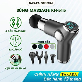 Súng Massage Cầm Tay TAKARA Trị Liệu Toàn Thân Với 4 Đầu Massage Và 32 Cấp Độ BH 12 Tháng KH515