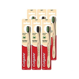 Bộ 6 bàn chải đánh răng Colgate than hoạt tính kháng vi khuẩn Bamboo Charcoal từ tre thiên nhiên