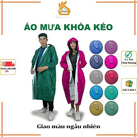 Áo Mưa Dây Kéo Cao Cấp Người Lớn Vải Dù Da Cá 1m4 - Giao màu ngẫu nhiên