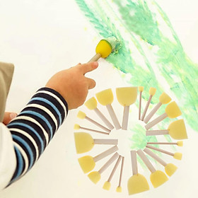 20pcs Round Painting Sponge Washable Paint Brushes Drawing Painting Stippler Stamp Drawing Educational Toy for Kids Toddlers Students Professional