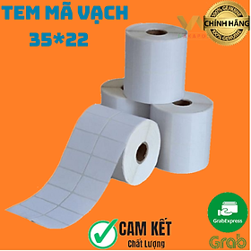 Giấy in mã vạch nhiệt 2 tem 35x22