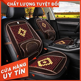 Bộ tấm lưới tựa lưng massage hạt gỗ lót ghế trên xe hơi, ô tô - Bộ đệm hạt gỗ thoáng khí lót ghế ô tô ,văn phòng