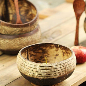 Tô/Chén/Bát gáo dừa hoa văn Cru