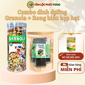 (Tặng Mít Sấy Dẻo Hũ 250g) Combo Hạt Dinh Dưỡng Granola Hũ 500g + Rong Biển Kẹp Hạt Túi 200g