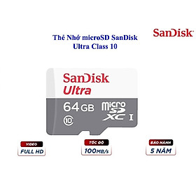 Mua Thẻ nhớ Micro SD SanDisk Ultra 128G/64G/32G UHS-I - 100MB/s  Thẻ nhớ camera  Thẻ nhớ điện thoại - hàng chính hãng