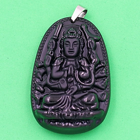 Hình ảnh Mặt Phật Thiên Thủ Thiên Nhãn thạch anh đen 3.6 cm