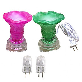 Combo 2 Đèn xông tinh dầu thủy tinh vặn và 2 bóng đèn (Giao màu ngẫu nhiên)