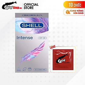 Hộp 10 cái Bao cao su Shell Intense - Siêu mỏng 0.04mm kèm 1 chiếc BCS Gun