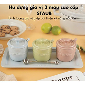 Hũ đựng gia vị 3 màu Staub Macaron gốm sứ cao cấp Hàng chính hãng