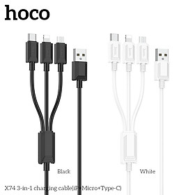 Mua Cáp Sạc Dành Cho Hoco. X74 2.0A 3 Đầu Đa Năng Dây Dài 1m Cổng Micro + Type-C + LN Hàng Chính Hãng