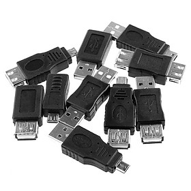 Mini USB 2.0 Adapter Male To Micro Male Female OTG Black (10 Pack)