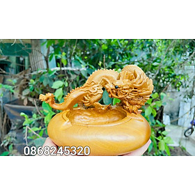 Mua Gạt tàn khắc rồng bằng gỗ bách xanh thơm nức kt 15×10×9cm