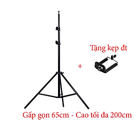 Chân Đèn Studio, Chân Đèn Flash Cho Chụp Ảnh, Quay Phim, Livestream làm bằng hợp kim nhôm cao 2m gấp gọn 70cm