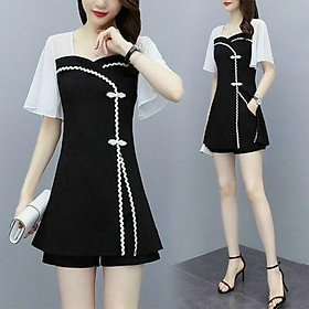 Sét áo phom dài tay voan chạy viền và quần ngắn