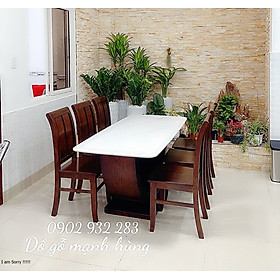 Mua Bộ bàn ghế ăn mặt đá 6 ghế bàn chân cong - Đồ Gỗ Mạnh Hùng