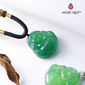 Mặt dây chuyền phật Di Lặc đá mã não xanh mệnh hỏa, mộc - Ngọc Qúy Gemstones