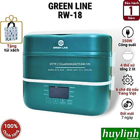 Mua Hộp cơm hâm nóng thông minh Green Line RW-18 - 4 thố sứ - 6 chức năng - Dung tích 2 lít - Tặng túi xách