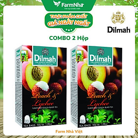 (Combo 2 Hộp) Trà Dilmah Peach & Lychee Hương Đào Và Vải Túi Lọc 30g 20 túi x 1.5g - Tinh hoa trà Sri Lanka