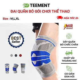 Băng Gối Thể Thao Đệm Silicone, Co Giãn 4 Chiều, Thanh Trợ Lực Lò Xo,  Hỗ Trợ Bảo Vệ Xương Bánh Chè - Hàng Chính Hãng Teement