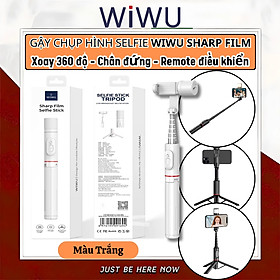 Gậy chụp ảnh selfie 3 chân hiệu HOTCASE WIWU Sharp Film remote bluetooth Xoay 360 độ có đèn flash tích hợp tripod, gập gọn, pin sạc type C, đèn trợ sáng Phụ Kiện - Hàng nhập khẩu - Màu Trắng