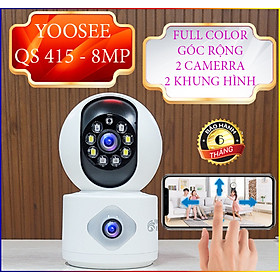 Camera Yoosee IP QS-415 2 Mắt Trong Nhà Xem 2 Màn Hình Cùng Lúc Độ Phân Giải 8MP, Xoay 360 Độ, Xem Đêm Có Màu, Hỗ Trợ Đàm Thoại 2 Chiều Hàng Chính Hãng