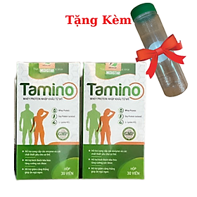 Hình ảnh Combo 2 Hộp Viên Uống Tăng Cân TAMINO - Bổ Sung Hợp Chất Whey Protein, Tặng Kèm Bình Uống Nước