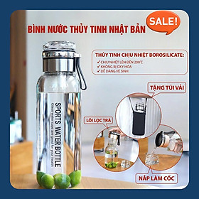 Bình Thủy Tinh 2 Lớp Pha Trà - Cách Nhiệt Tốt - Có Lõi Lọc Inox 304 - Dung Tích 750ml - Hàng Loại 1 TẶNG KÈM TÚI Văn Phòng Du Lịch Dã Ngoại