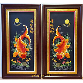 Mua CẶP CÁ CHÉP - LÝ NGƯ VỌNG NGUYỆT -TRANH THÊU