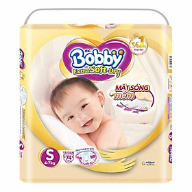 Tã Dán Siêu Mềm Bobby Extra Soft Dry Gói Siêu Lớn S74 Miếng (4-7kg)