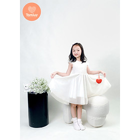 Đầm Bé Gái Tamiuy Tùng Xoè 360 Độ ,Váy Dự Tiệc Trắng Kem Thiết Kế Tiểu Thư