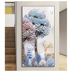 Hình ảnh Khung tranh treo tường ép gỗ kim sa - bo viền composite dưới tán cây TNT397( 50x80cm)