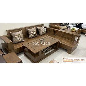 Bộ bàn ghế phòng khách sofa góc gỗ sồi mẫu hiện đại , góc L 3m20 x 2,20 - Đồ Gỗ Mạnh Hùng