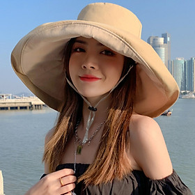 Nón chống nắng chống uv phong cách Hàn, mũ rộng vành nữ đội 2 mặt thời trang