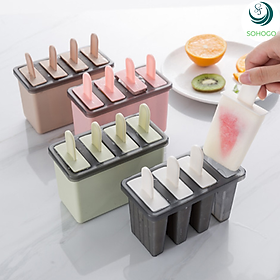 Mua Khuôn làm kem 4 ngăn cao cấp  an toàn cho người dùng 13.5 x 7 x 8.5 cm+ Tặng kèm hình dán que kem
