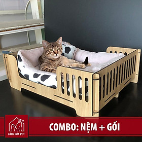 Giường nằm ngủ cho chó mèo BHP4 kiểu dáng sang trọng , làm bằng gỗ dễ dàng lắp ghép di chuyển