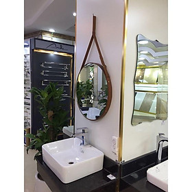 Mua Gương tròn viền dây da treo tường
